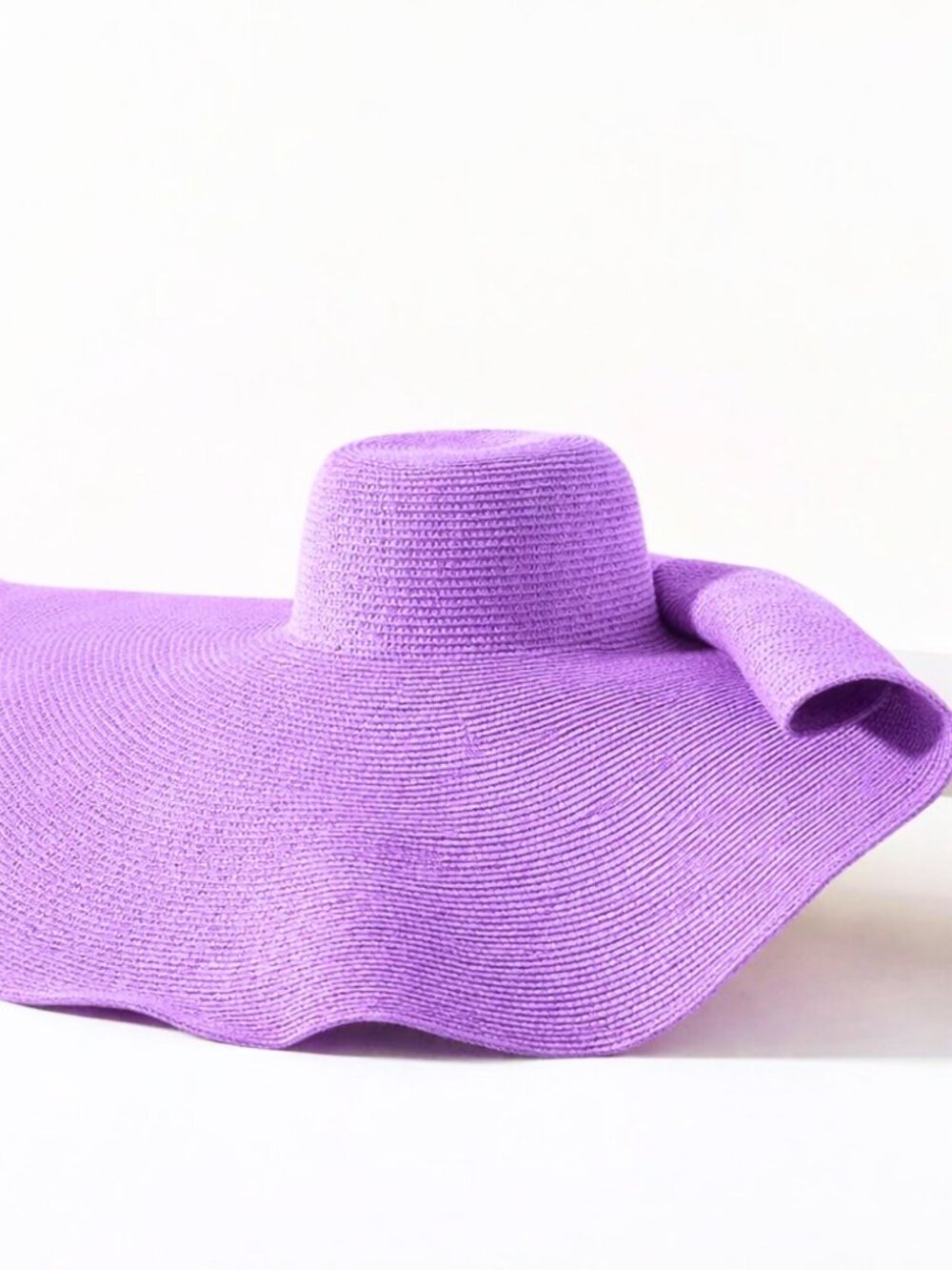 Lilac Purple Dense Weave Super Wide Straw Hat Floppy 10 Inches Brim NWT